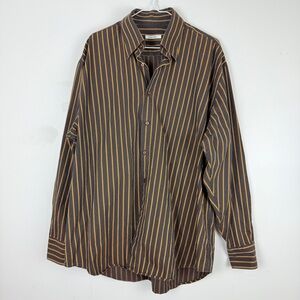 Equilibrio Striped Button Down Shirt Made in Turkey Retro Fall Aesthetic